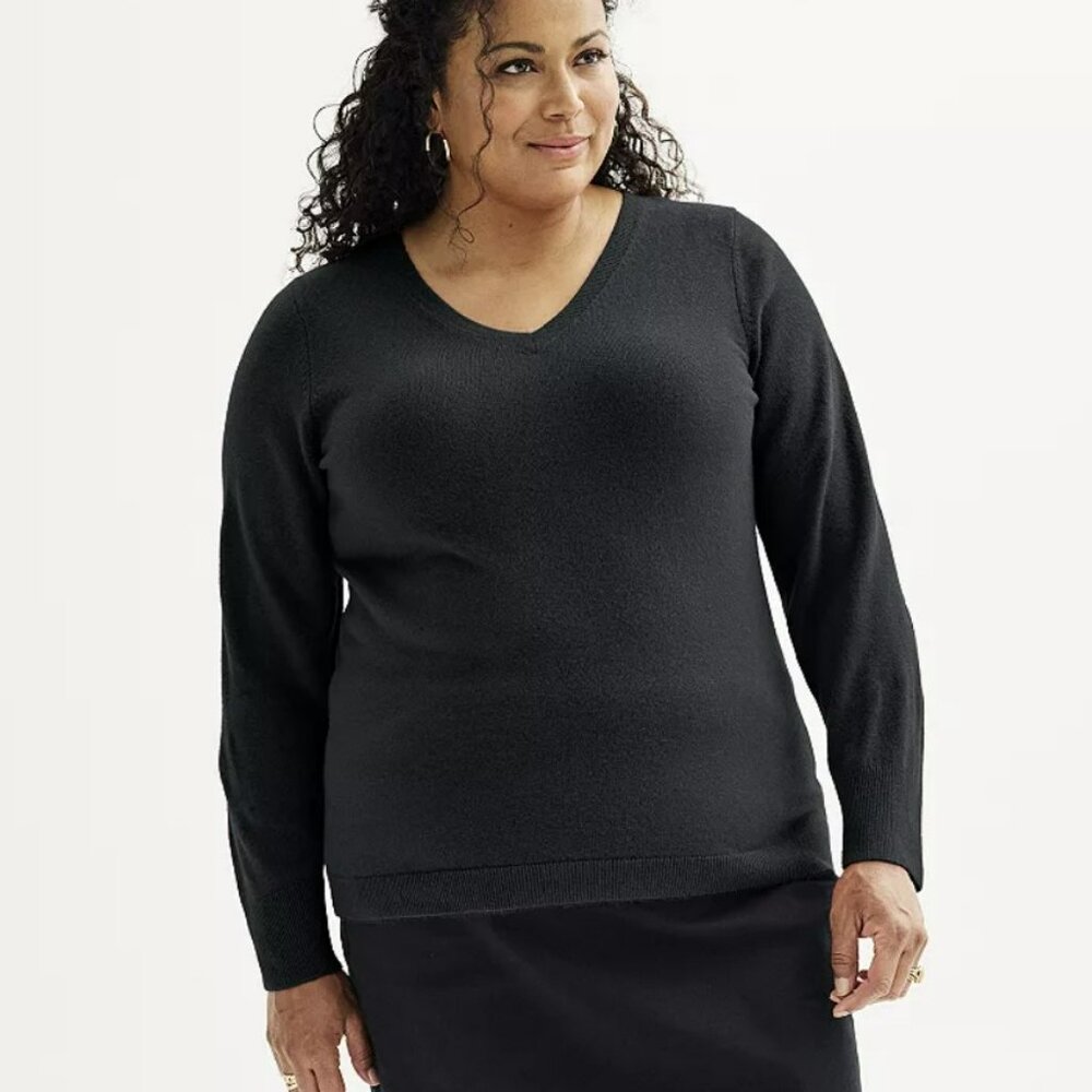 Plus Size Croft & Barrow® Extra Soft V-Neck Sweater